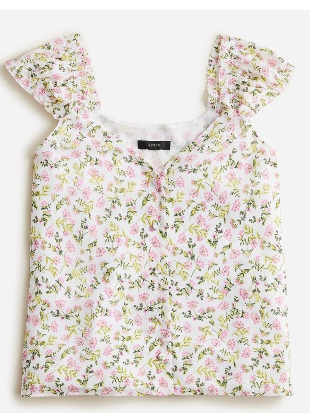 J. Crew Women’s Top with Pink Floral Print and Ruffle Straps - Size M - NWT